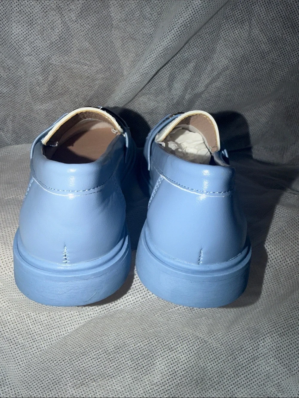 Fashion brand little Kids Blue and White Loafer Classic Slip-On Dress Shoe 10sz